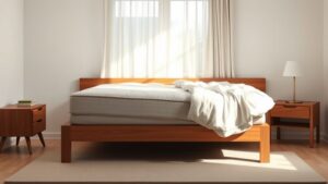 Matratze über Bettrahmen