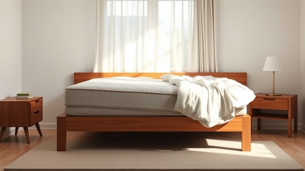 Matratze über Bettrahmen